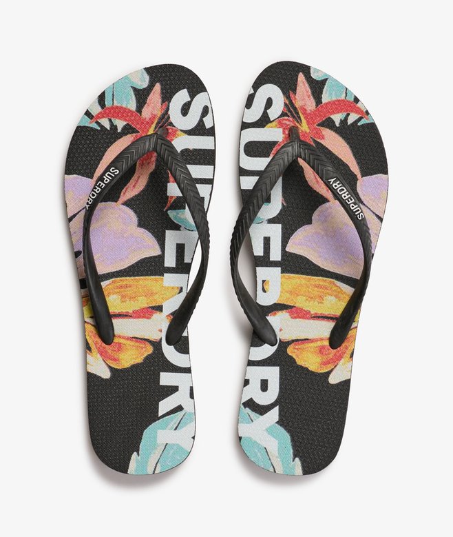 womens Logo Flip Flops in ORANGE TROPIC AOP Superdry UK