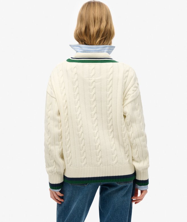 Oversized V-Neck Cricket Knit Jumper Price £24.99 Price reduced from £49.99 to You Save 50%