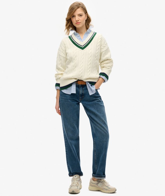Oversized V-Neck Cricket Knit Jumper Price £24.99 Price reduced from £49.99 to You Save 50%