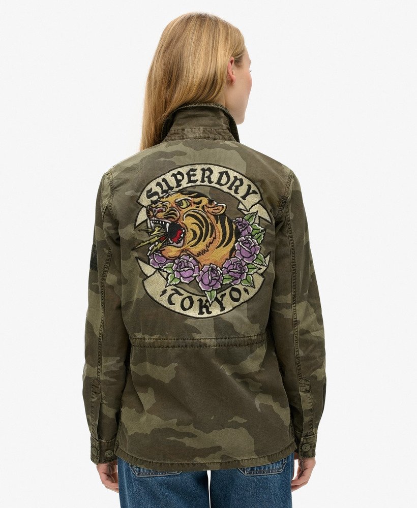 ジャケット・アウター embroidered camouflage field jacket womens Embroidered Military Field Jacket in Sun Bleached Camo