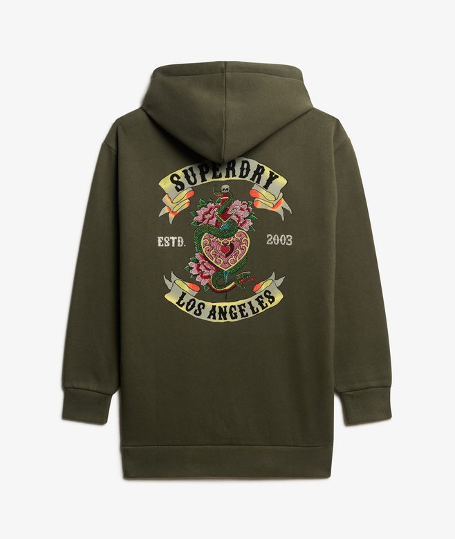 Tattoo Rhinestone Hoodie Dress