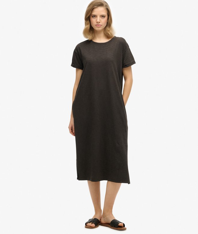 black midi t shirt dress womens Tee Shirt Midi Dress - Black 3XL | Indie & Co