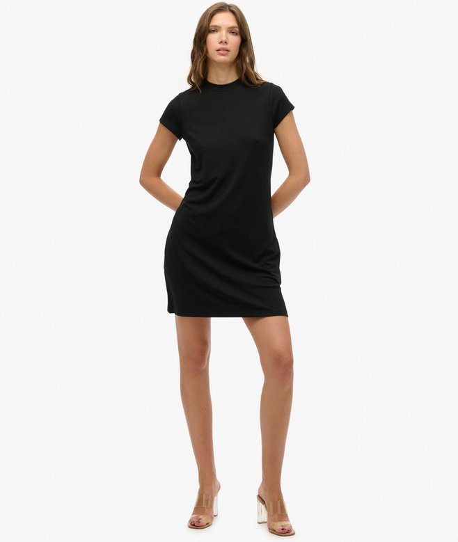 Dames A-lijn mini-jurk met korte mouwen in black Superdry NL