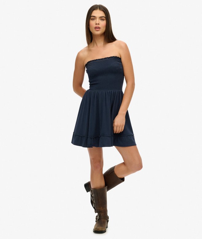Smocked Bandeau Mini Dress