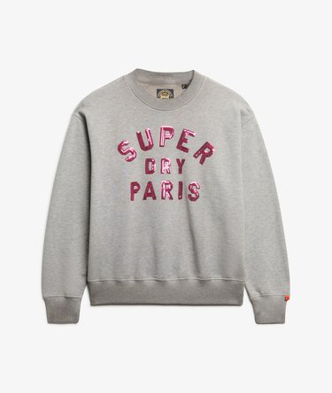 Locker geschnittenes Sweatshirt mit Verzierung im College-Stil Image 6