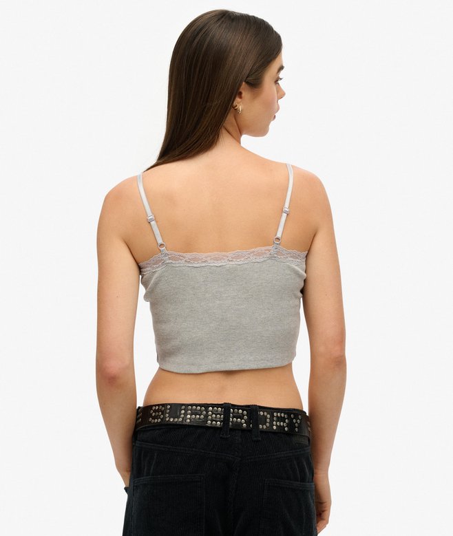 Athletic Essentials Lace Trim Cropped Cami Top