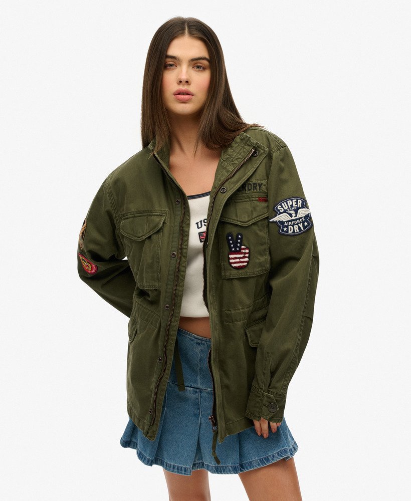 mens Patched Rookie Jacket in Army Khaki Green | Superdry US