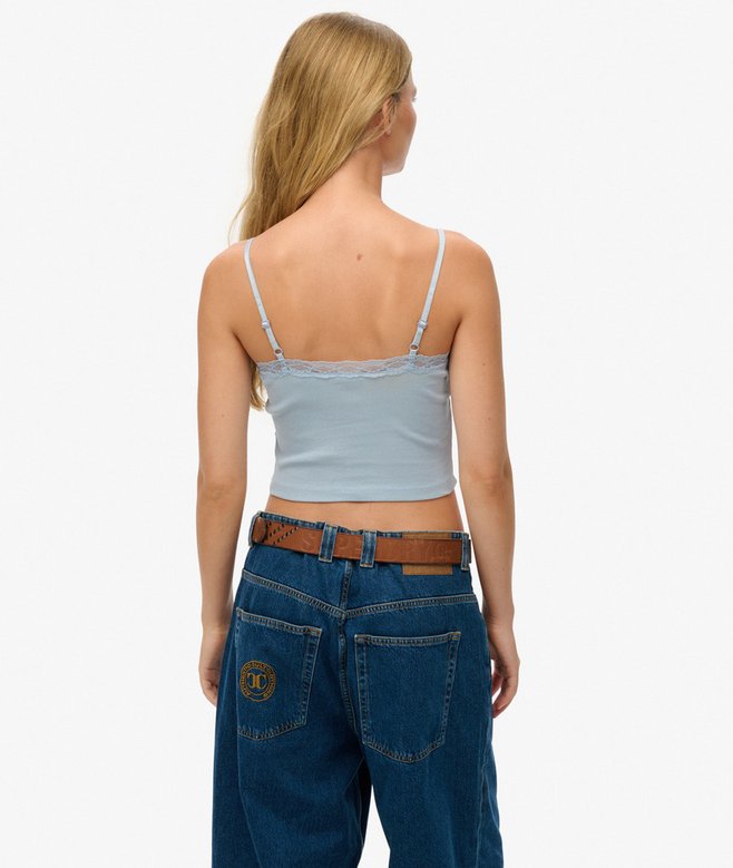 Athletic Essentials Lace Trim Cropped Cami Top