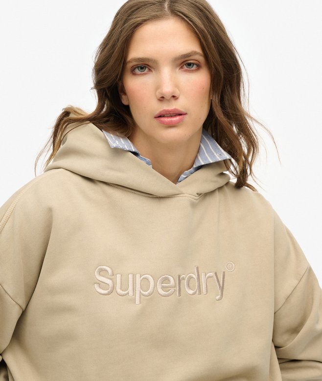 Embroidered Core Logo Relaxed Hoodie