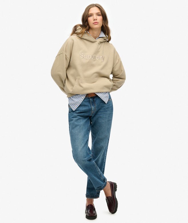 Embroidered Core Logo Relaxed Hoodie