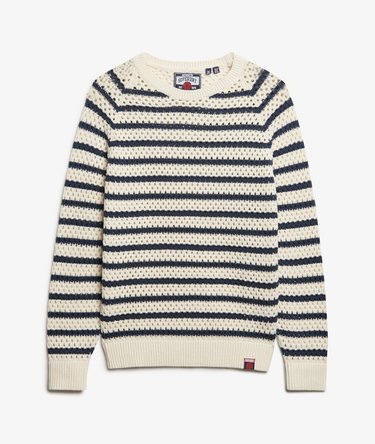 Stripe Crochet Slouchy Crew Jumper Image 5