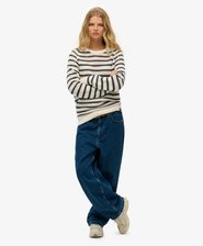 Stripe Crochet Slouchy Crew Jumper