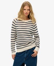 Stripe Crochet Slouchy Crew Jumper