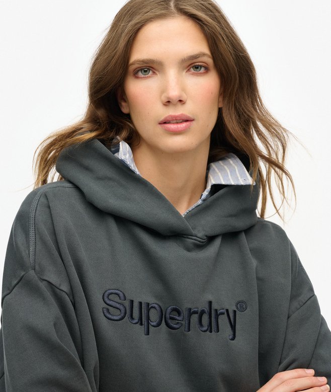 Embroidered Core Logo Relaxed Hoodie