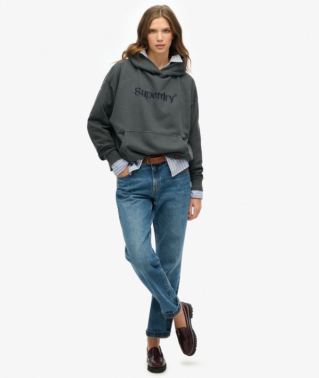 Embroidered Core Logo Relaxed Hoodie