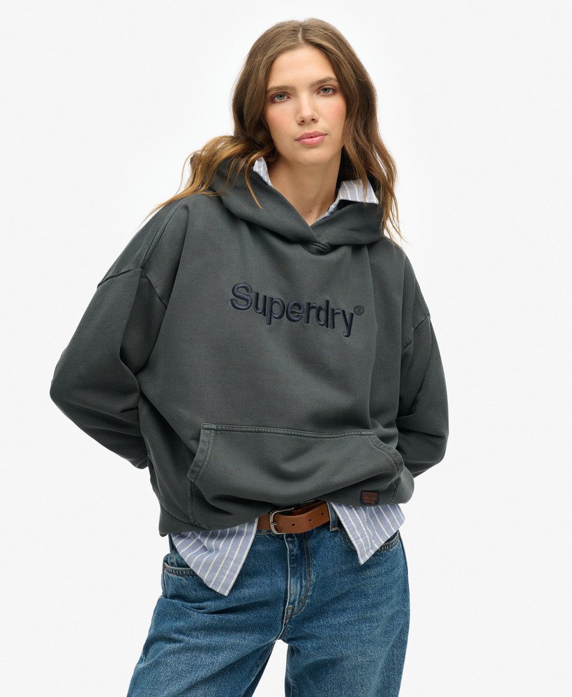 Sweat-shirt Capuche Superdry Femme Sweat-shirt à Capuche Superdry Femme - Couleur Creek Blue Grit Grindle - Taille 36 Sweat à Capuche Superdry Creek Blue