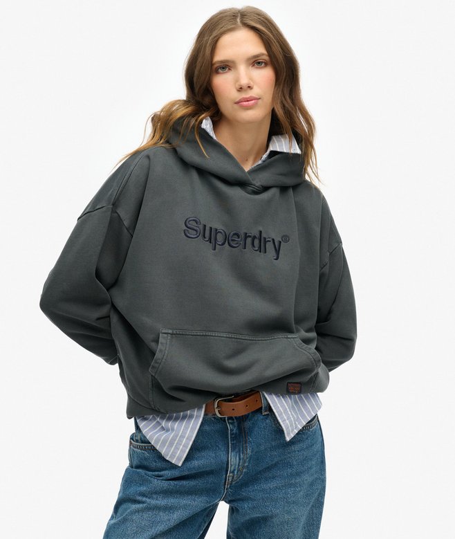 Embroidered Core Logo Relaxed Hoodie