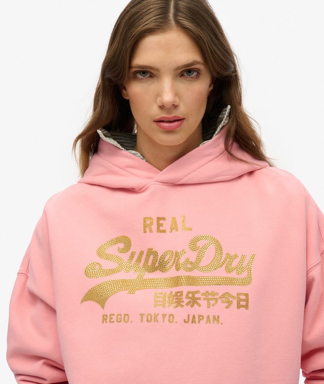 Vintage Logo Rhinestone Hoodie