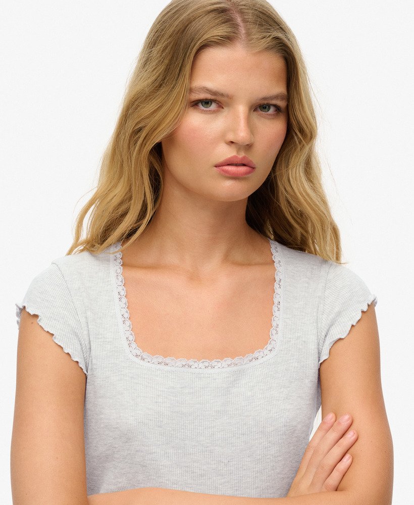 Stylish Square Neck Short Sleeve Knitted T-Shirt