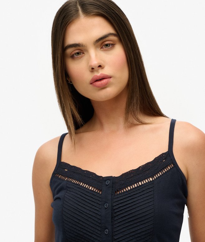 Lace Button Through Cami Top