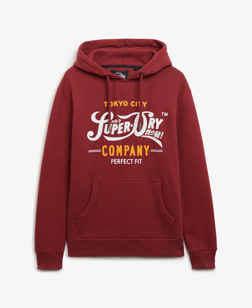 mens Perfect Fit Script Hoodie in NEW PORT | Superdry UK