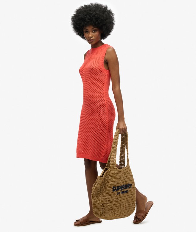 Chevron Crochet Mini Dress