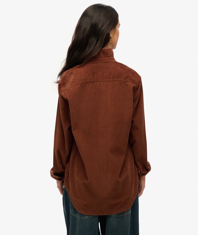 Beaully Camicia Giacca Shacket In Velluto A Coste Donna - Maniche Lunghe, Oversize, Con Tasche - Colore Caffè - XX-Large - 2