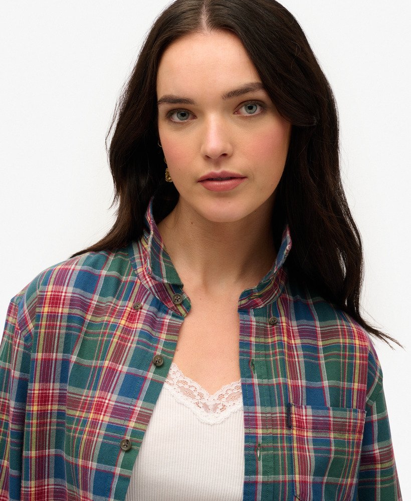 womens Oversized Vintage Check Shirt in Upstate Check Multi