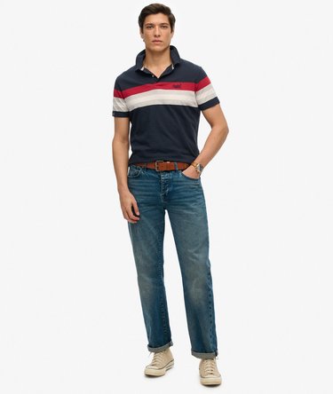 Lightweight Stripe Jersey Polo Top Image 2
