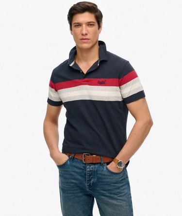 Lightweight Stripe Jersey Polo Top Image 1