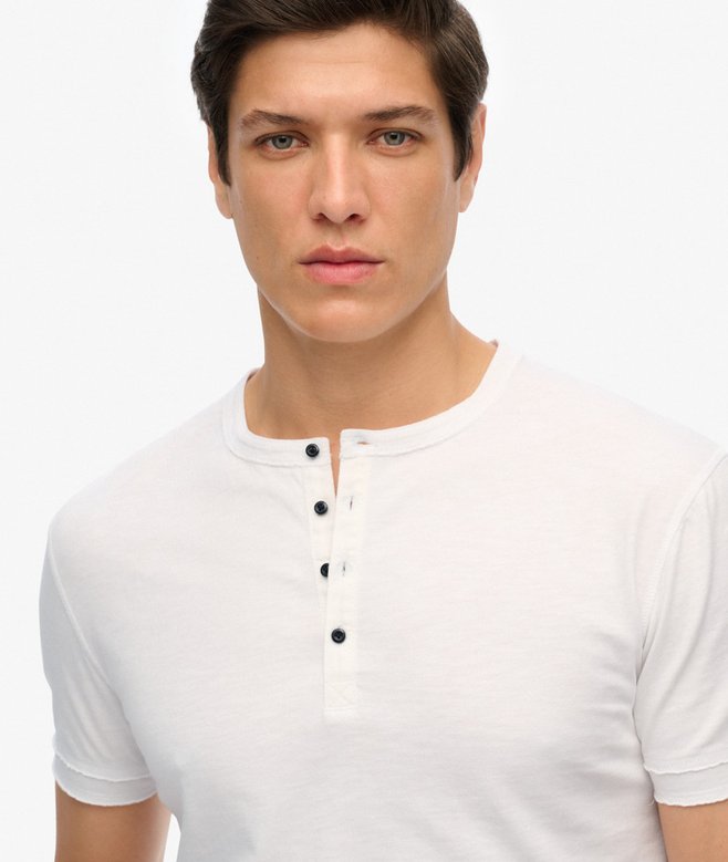 Slub Short Sleeve Jersey Henley Top