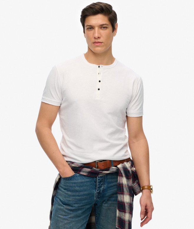 Slub Short Sleeve Jersey Henley Top