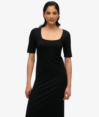 Short Sleeve Square Neck Midi Jersey Dress Image 5