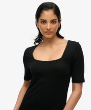 Short Sleeve Square Neck Midi Jersey Dress