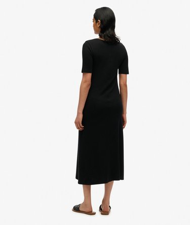 Short Sleeve Square Neck Midi Jersey Dress Image 3