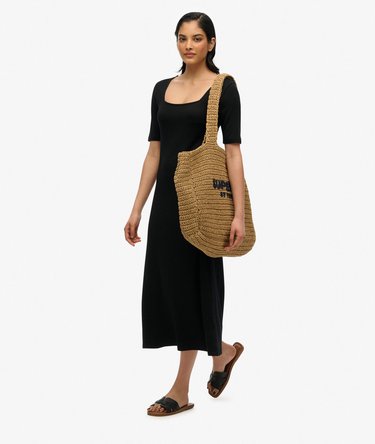 Short Sleeve Square Neck Midi Jersey Dress Image 4