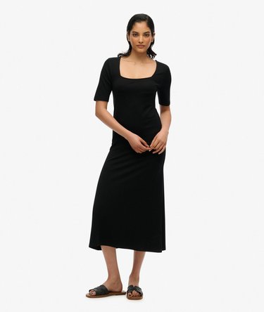 Short Sleeve Square Neck Midi Jersey Dress Image 1