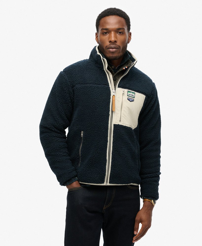 mens Vintage Retro Borg Fleece Jacket in Eclipse Navy | Superdry CA-EN