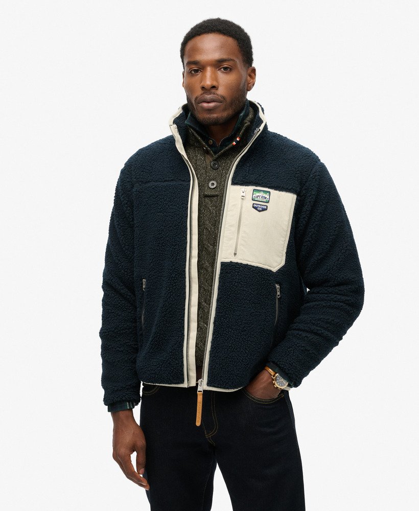 mens Vintage Retro Borg Fleece Jacket in Eclipse Navy | Superdry CA-EN