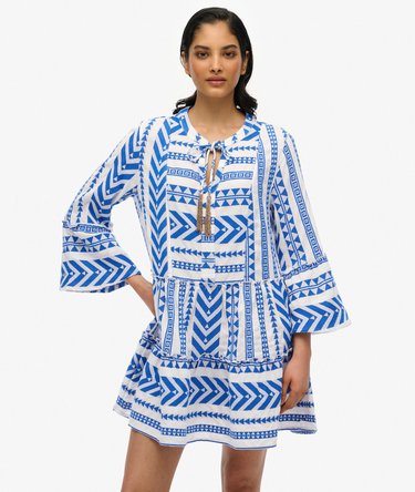 Ibiza Long Sleeve Tiered Mini Dress Image 1