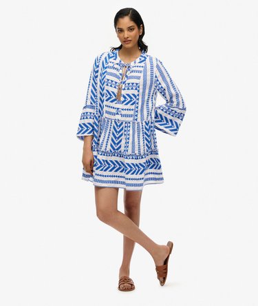 Ibiza Long Sleeve Tiered Mini Dress Image 2