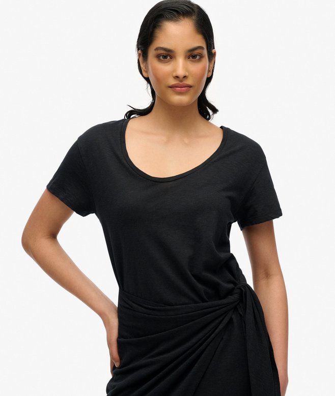 Slub Midi Wrap Dress