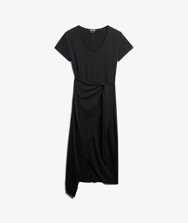 Slub Midi Wrap Dress