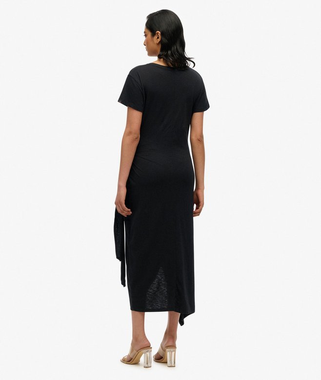 Slub Midi Wrap Dress