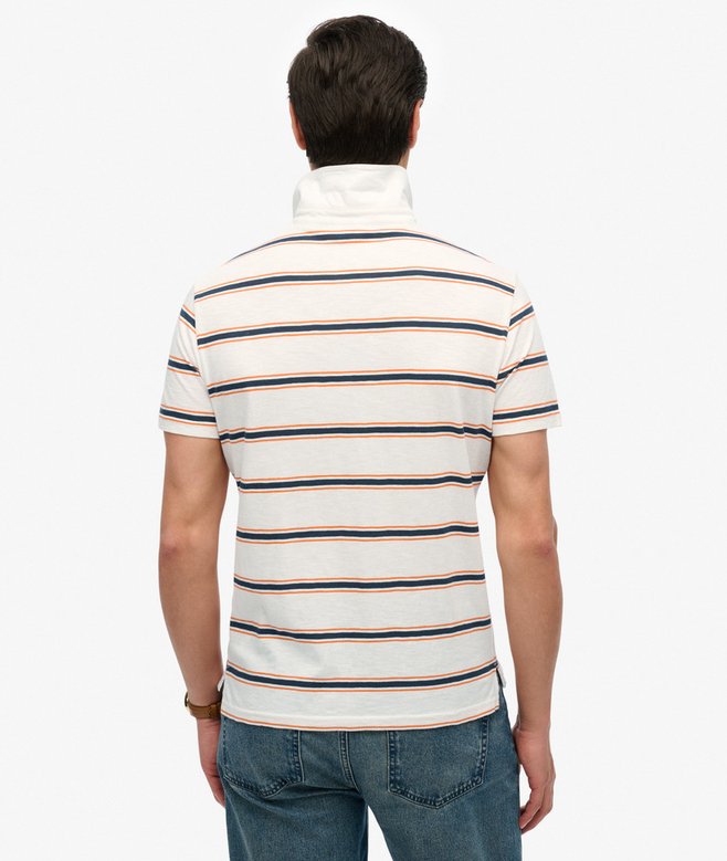 Lightweight Stripe Jersey Polo Top