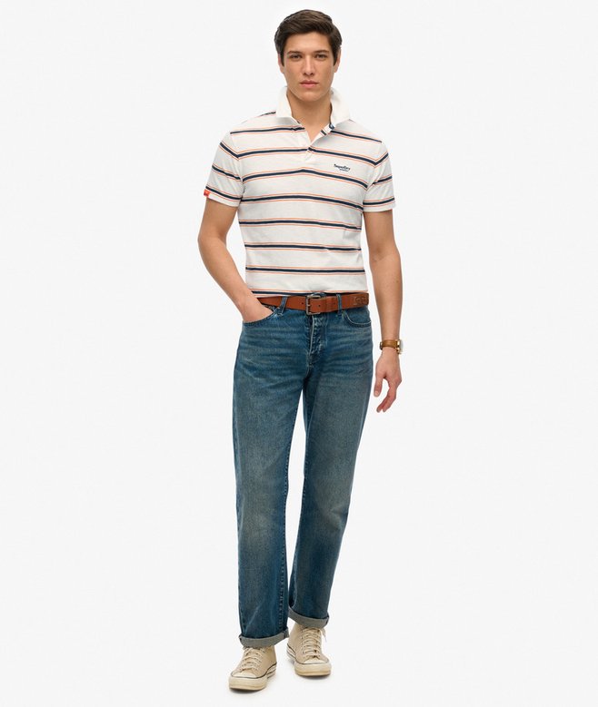Lightweight Stripe Jersey Polo Top