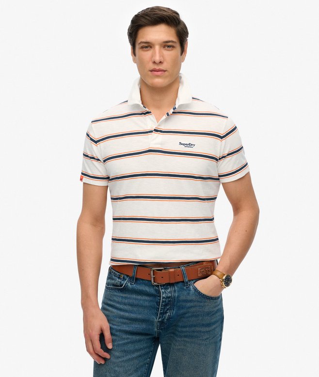Lightweight Stripe Jersey Polo Top