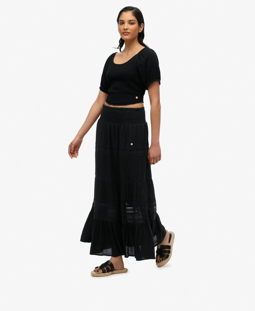 Jupe Femme Superdry Taille Medium Bleue à Perles Et Paillettes - Neuf Avec étiquette - Style Décontracté Et Pailleté