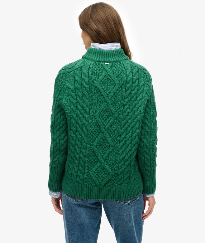Aran Cable Knit Half Zip Jumper