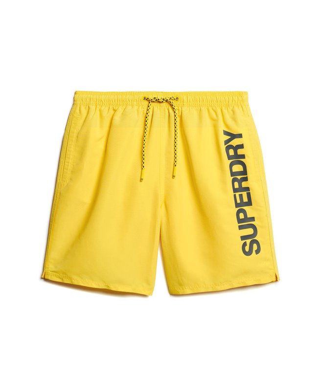 mens Sport Graphic 17-inch Recycled Swim Shorts in Cyber Yellow